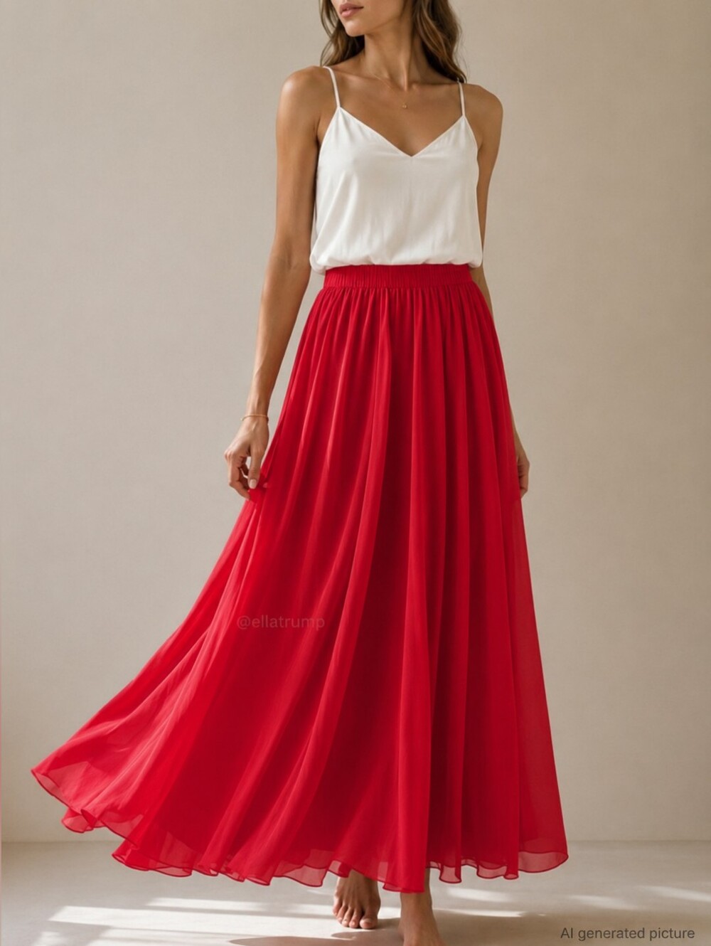 Red AFIBI Brand Lined Cotton/poly Full Skirt Size 3X